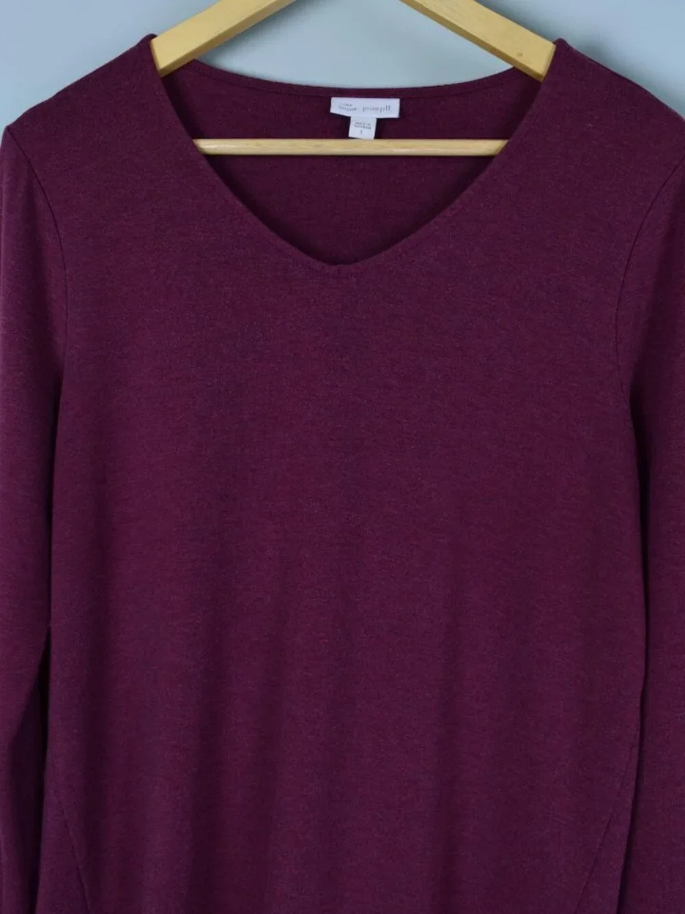 J. JILL LUXE TENCEL PURE JILL MAROON PURPLE V-NECK SWEATSHIRT TUNIC TOP - Picture 3 of 8